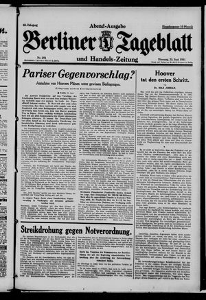Berliner Tageblatt und Handels-Zeitung on Jun 23, 1931