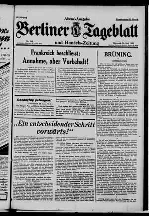 Berliner Tageblatt und Handels-Zeitung vom 24.06.1931