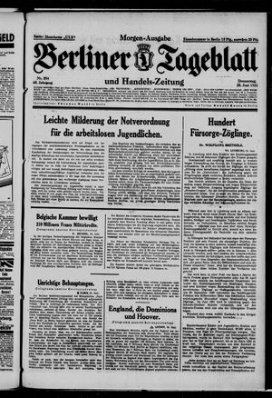 Berliner Tageblatt und Handels-Zeitung vom 25.06.1931