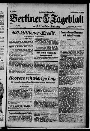 Berliner Tageblatt und Handels-Zeitung vom 25.06.1931