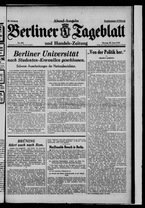 Berliner Tageblatt und Handels-Zeitung vom 29.06.1931