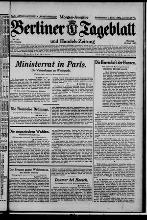 Berliner Tageblatt und Handels-Zeitung vom 30.06.1931