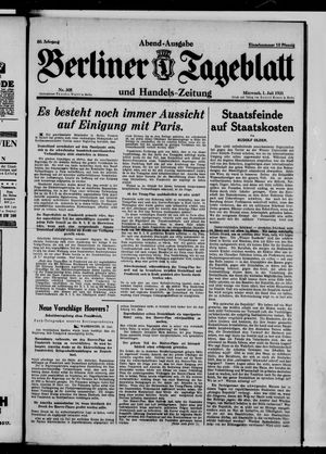 Berliner Tageblatt und Handels-Zeitung vom 01.07.1931
