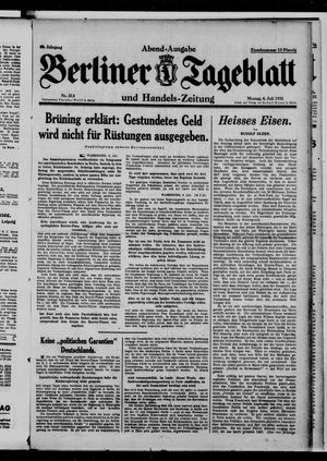 Berliner Tageblatt und Handels-Zeitung on Jul 6, 1931