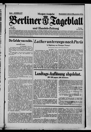 Berliner Tageblatt und Handels-Zeitung vom 10.07.1931
