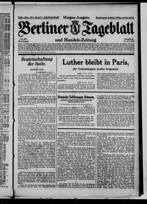 Berliner Tageblatt und Handels-Zeitung vom 11.07.1931