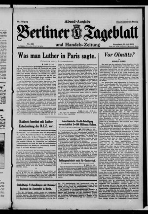 Berliner Tageblatt und Handels-Zeitung vom 11.07.1931