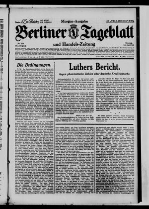 Berliner Tageblatt und Handels-Zeitung on Jul 12, 1931