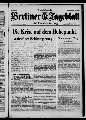 Berliner Tageblatt und Handels-Zeitung vom 13.07.1931