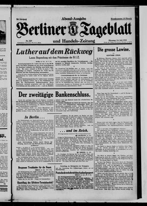 Berliner Tageblatt und Handels-Zeitung vom 14.07.1931