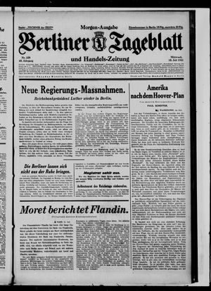 Berliner Tageblatt und Handels-Zeitung vom 15.07.1931