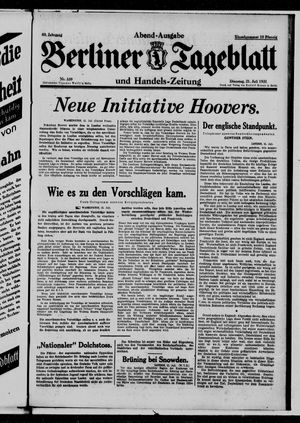 Berliner Tageblatt und Handels-Zeitung on Jul 21, 1931