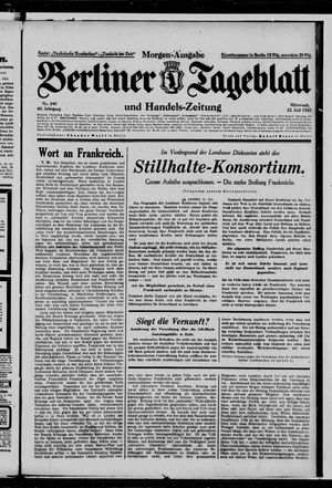 Berliner Tageblatt und Handels-Zeitung vom 22.07.1931