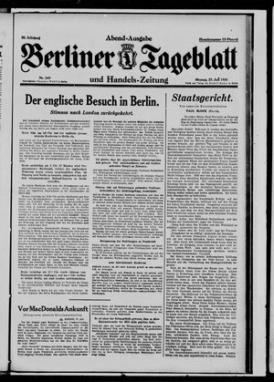 Berliner Tageblatt und Handels-Zeitung on Jul 27, 1931
