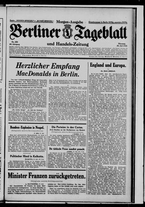 Berliner Tageblatt und Handels-Zeitung vom 28.07.1931