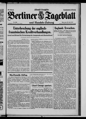 Berliner Tageblatt und Handels-Zeitung vom 29.07.1931