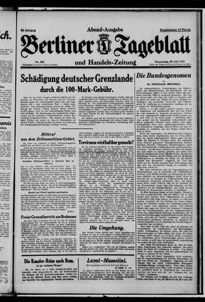 Berliner Tageblatt und Handels-Zeitung on Jul 30, 1931