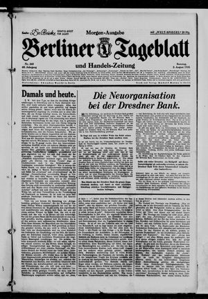 Berliner Tageblatt und Handels-Zeitung vom 02.08.1931