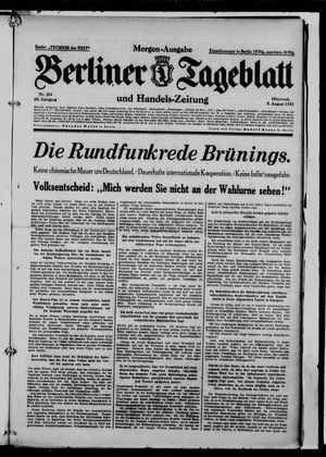 Berliner Tageblatt und Handels-Zeitung vom 05.08.1931