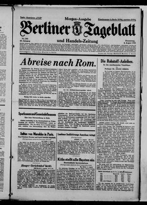 Berliner Tageblatt und Handels-Zeitung vom 06.08.1931
