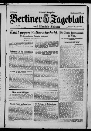 Berliner Tageblatt und Handels-Zeitung on Aug 6, 1931