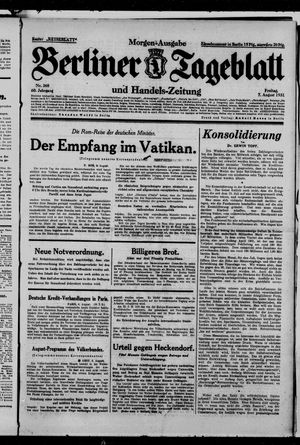Berliner Tageblatt und Handels-Zeitung on Aug 7, 1931