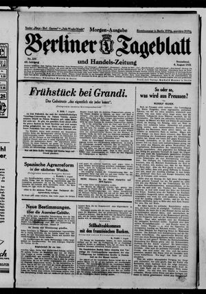 Berliner Tageblatt und Handels-Zeitung on Aug 8, 1931