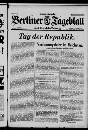 Berliner Tageblatt und Handels-Zeitung on Aug 11, 1931