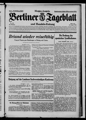Berliner Tageblatt und Handels-Zeitung on Aug 12, 1931