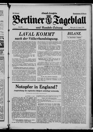 Berliner Tageblatt und Handels-Zeitung vom 12.08.1931