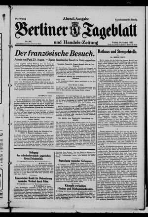 Berliner Tageblatt und Handels-Zeitung on Aug 14, 1931