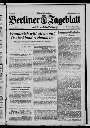 Berliner Tageblatt und Handels-Zeitung on Aug 17, 1931