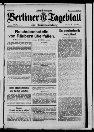 Berliner Tageblatt und Handels-Zeitung vom 18.08.1931