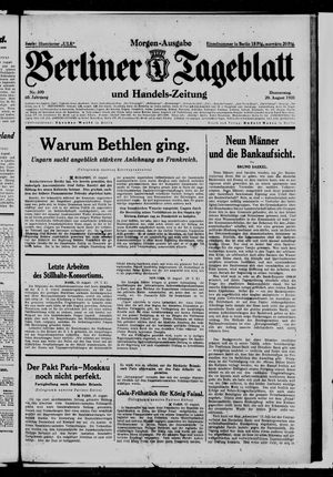 Berliner Tageblatt und Handels-Zeitung on Aug 20, 1931