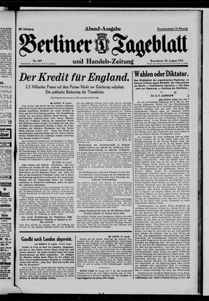 Berliner Tageblatt und Handels-Zeitung vom 29.08.1931