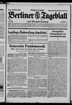 Berliner Tageblatt und Handels-Zeitung vom 02.09.1931