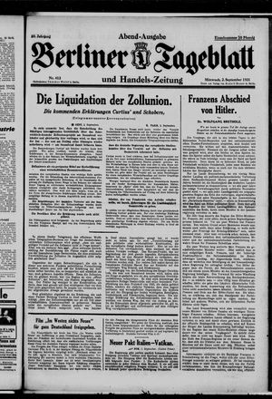 Berliner Tageblatt und Handels-Zeitung vom 02.09.1931