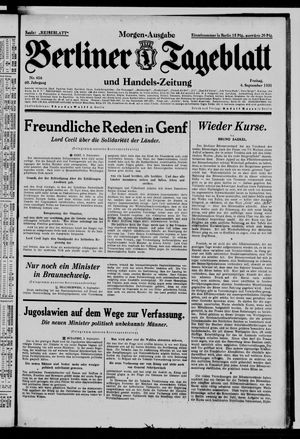 Berliner Tageblatt und Handels-Zeitung vom 04.09.1931