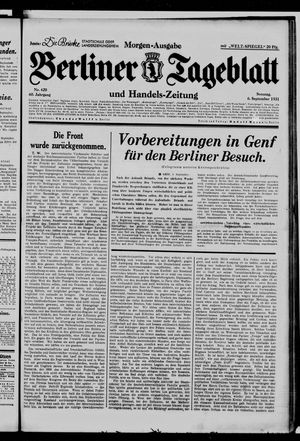Berliner Tageblatt und Handels-Zeitung on Sep 6, 1931