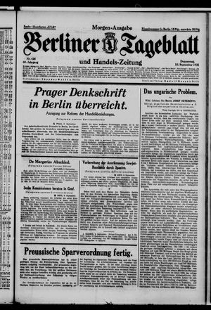 Berliner Tageblatt und Handels-Zeitung vom 10.09.1931