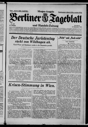 Berliner Tageblatt und Handels-Zeitung on Sep 12, 1931