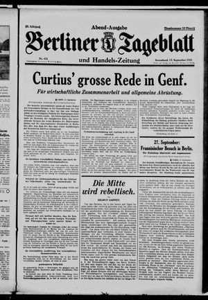 Berliner Tageblatt und Handels-Zeitung vom 12.09.1931
