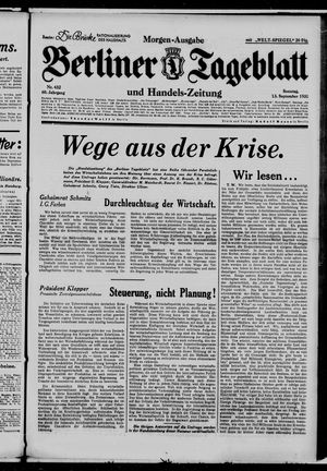 Berliner Tageblatt und Handels-Zeitung vom 13.09.1931