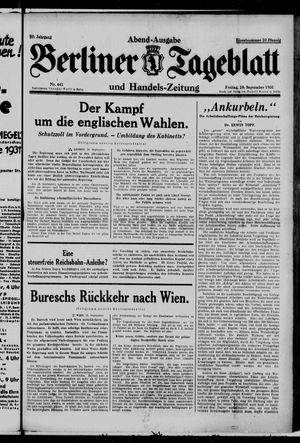 Berliner Tageblatt und Handels-Zeitung vom 18.09.1931