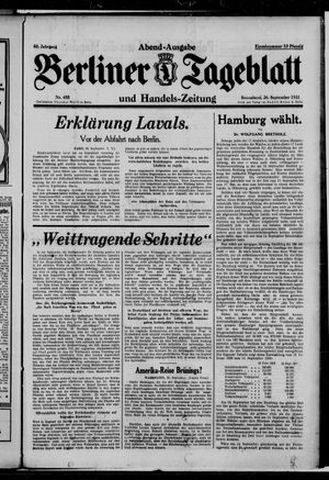 Berliner Tageblatt und Handels-Zeitung vom 26.09.1931
