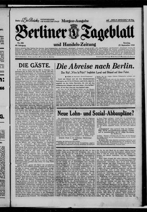 Berliner Tageblatt und Handels-Zeitung vom 27.09.1931