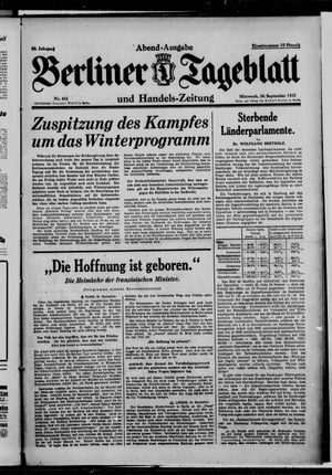 Berliner Tageblatt und Handels-Zeitung vom 30.09.1931