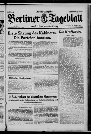 Berliner Tageblatt und Handels-Zeitung vom 10.10.1931