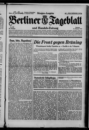 Berliner Tageblatt und Handels-Zeitung vom 11.10.1931