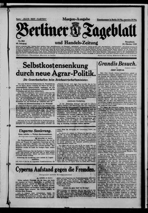 Berliner Tageblatt und Handels-Zeitung vom 24.10.1931